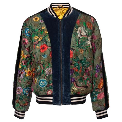 Gucci Flora Snake Print Silk Bomber 